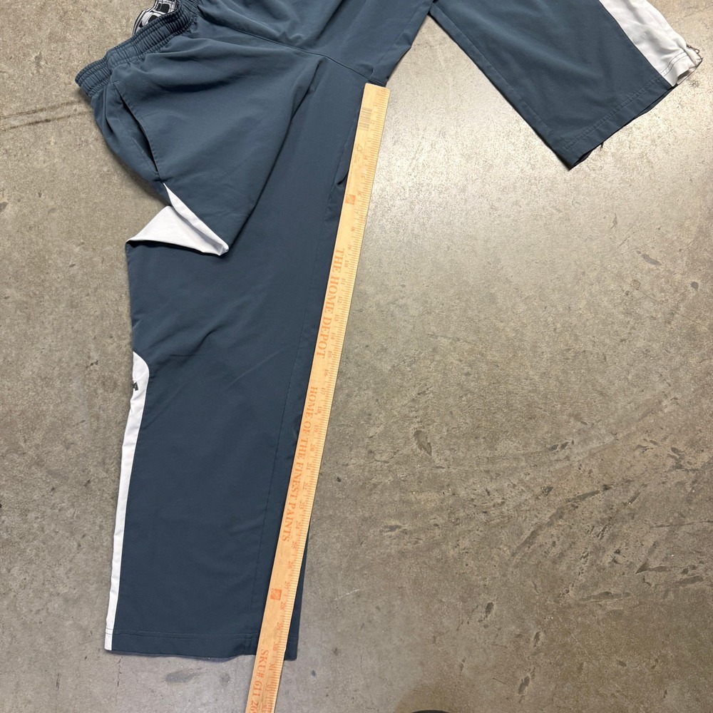 Under Armour Mens Loose Fit Track Pants Blue White Stripe‎ Ankle Zip Medium - Picture 5 of 6